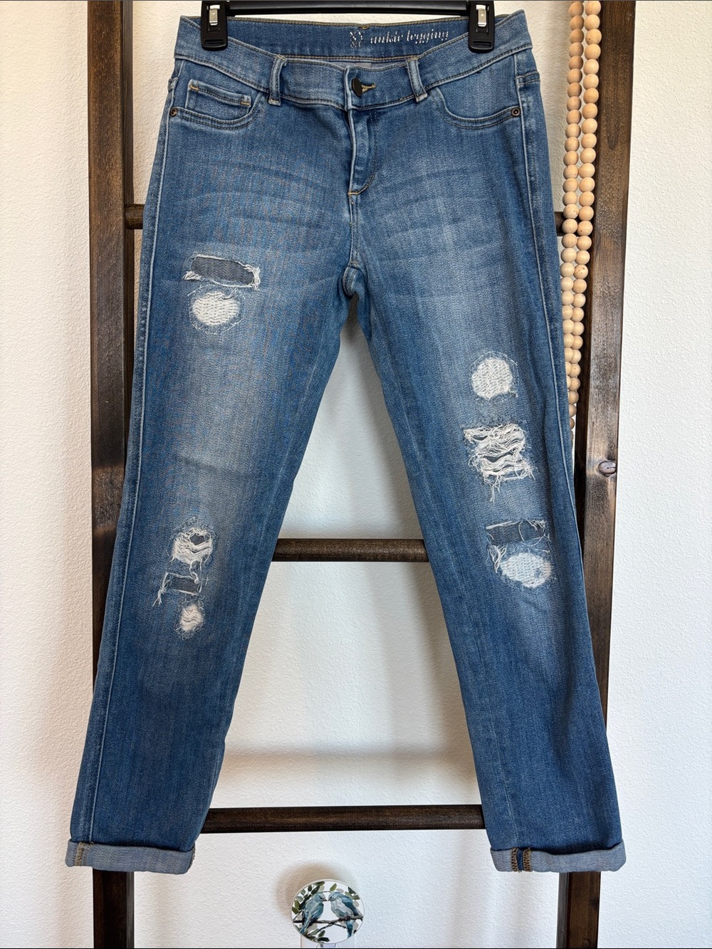 👖New York & Company Distressed Medium Blue Boyfriend Jeans